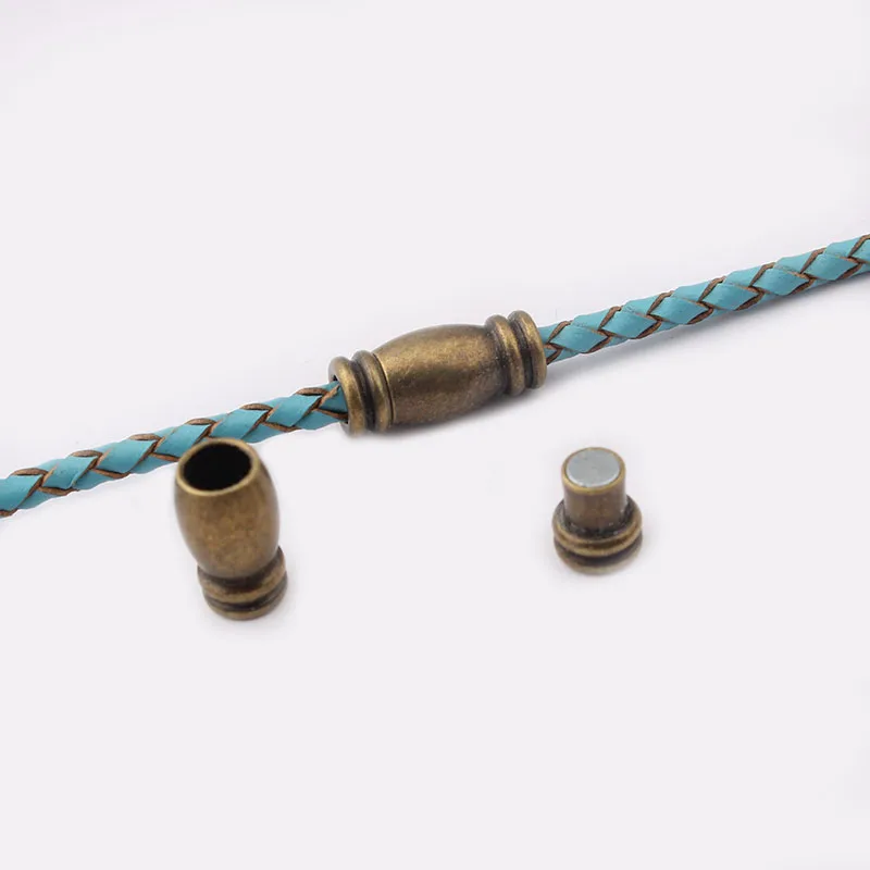 5 Sets Antique Bronze Oak Barrel Magnetic Clasps For 4mm Round Leather Cord DIY Bracelets Connectors Accessories Making Fittings | Украшения