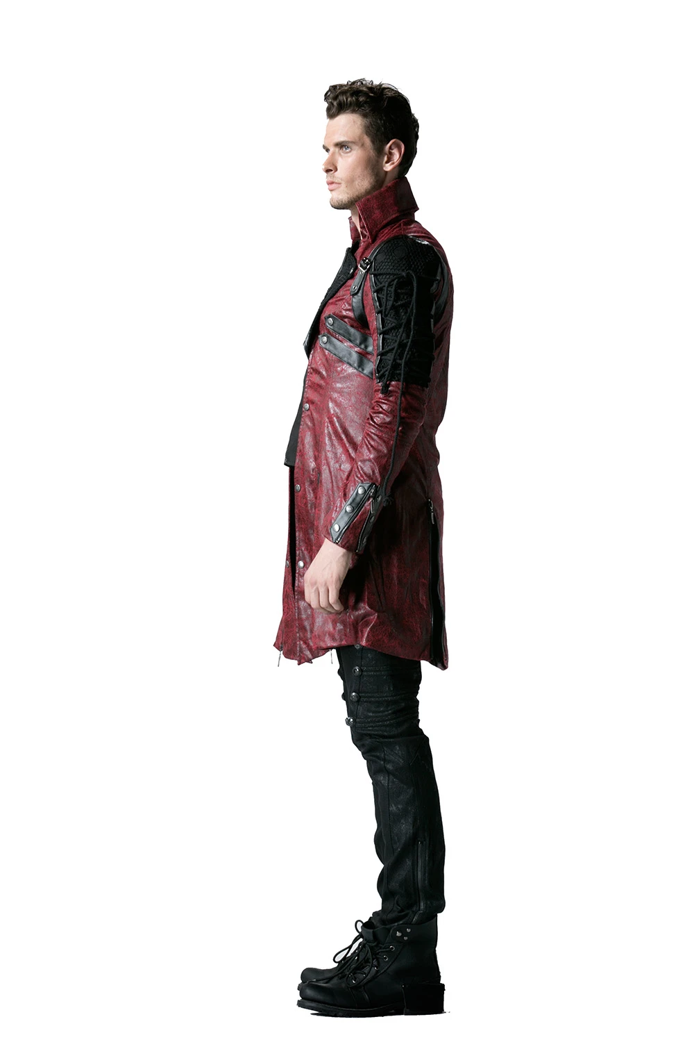Мужской Длинный плащ из ПУ кожи с заклепками и длинным рукавом|mens long coat|trench coatlong