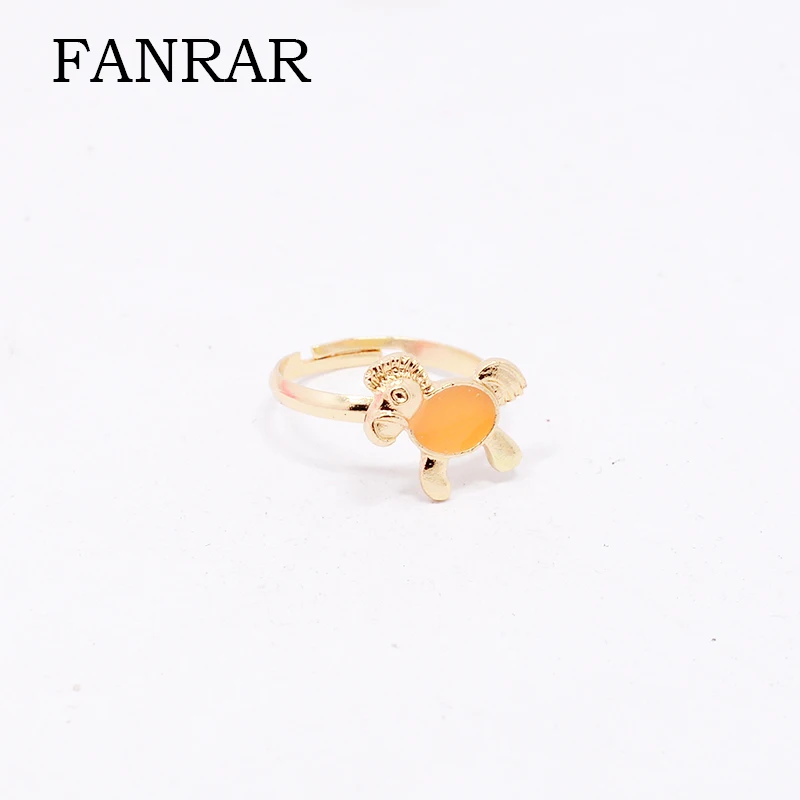 FANRAR Cute Cartoon Orange small horse for kids Girl baby Rings Gold color Anillo Party toy Fashion animal Jewelry Gifts | Украшения и
