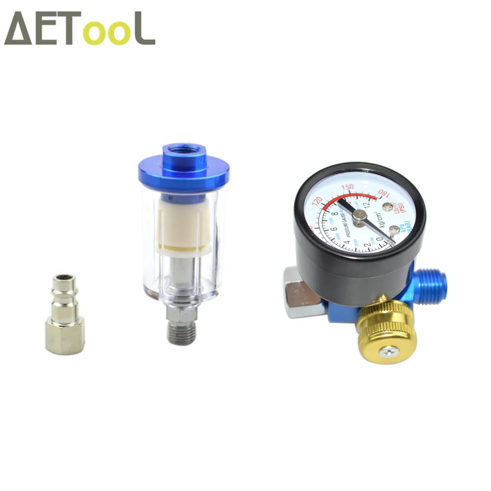 EU 3pcs set Распылитель AETool, Регулятор воздуха, калибр+ встроенный фильтр для воды+ адаптер ЕС, пневматические принадлежности пистолета-распылителя, высокое качество - Цвет: EU 3pcs set