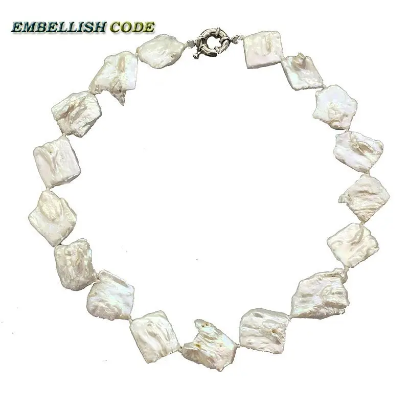 Новый вид большой размер неровный ромбовидный жемчуг Кеши блестящий белый цвет