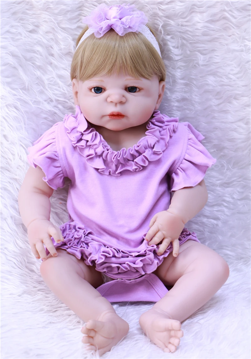 Bebe princess reborn 22 &quot55 см силиконовые куклы для новорожденных девочек фиолетовая