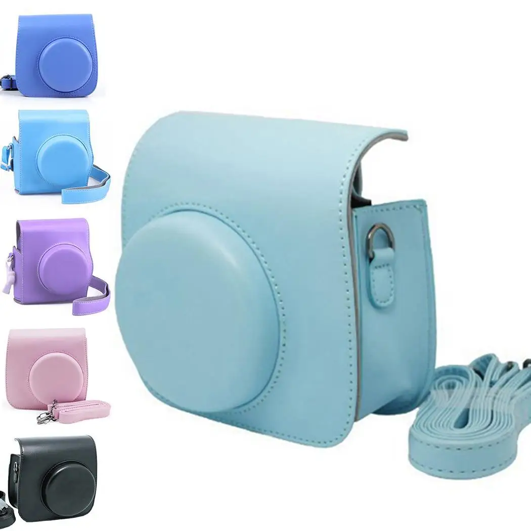 Мягкий кожаный защитный чехол для камеры Instax Mini 9 Solid 8 + с ремешком на каждый