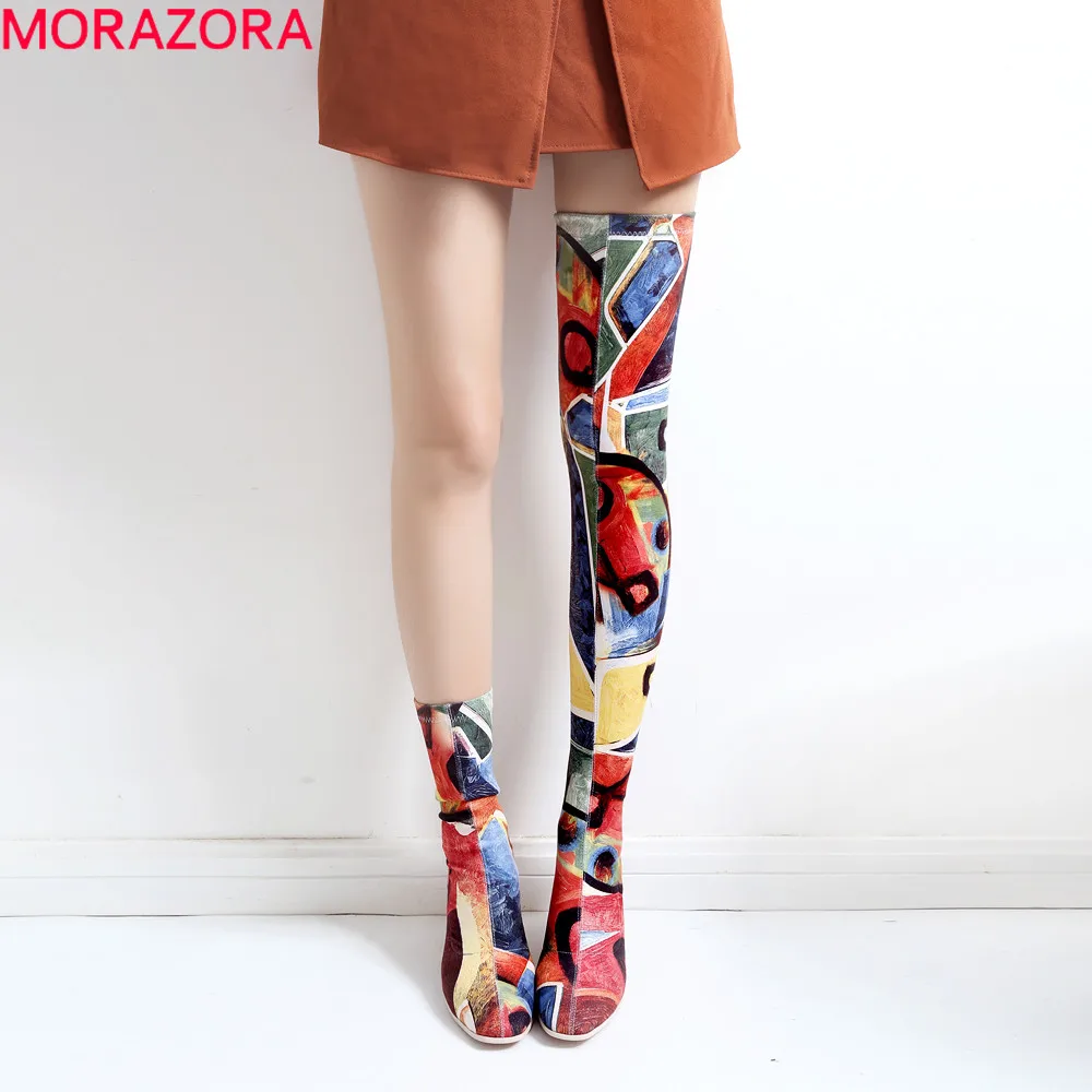 

MORAZORA 2021 new brand colors boots women high heels sexy European over the knee boots autumn winter ladies thigh high boots