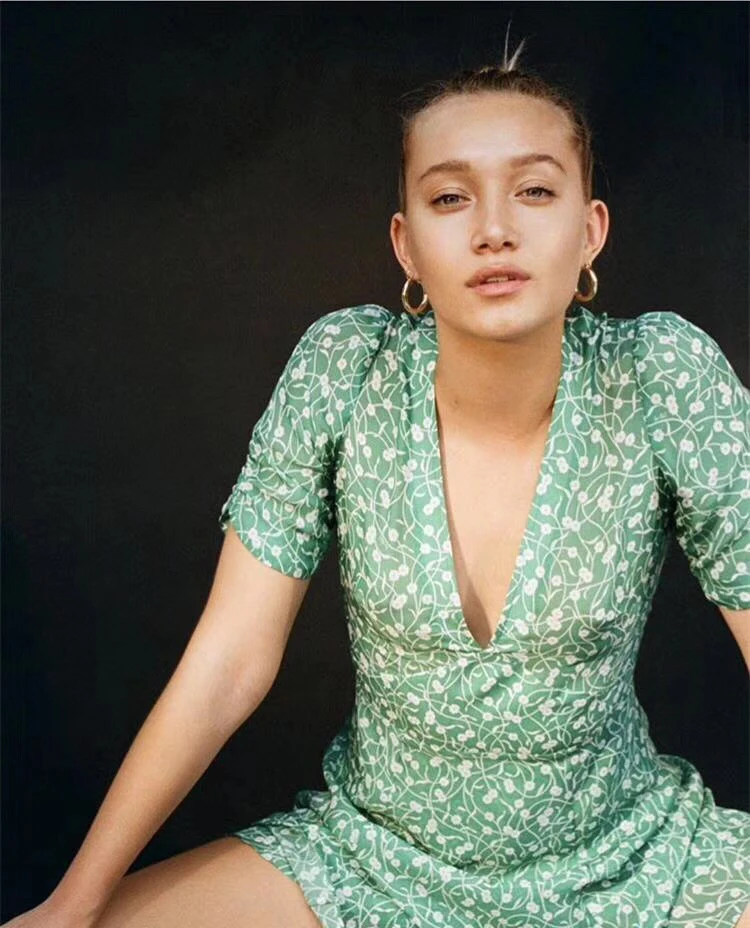 Женская сексуальная Оззи-ядовитая Плюща с v-образным вырезом Ампирный рукав