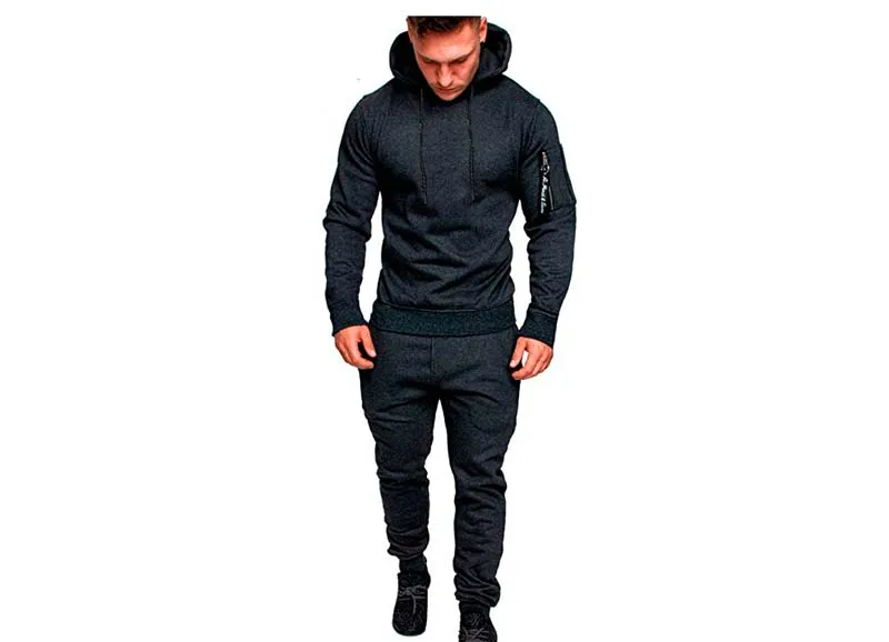 2pcs 3 Демисезонный мужской спортивный костюм пуловер с капюшоном Топ и штаны свитер пальто Fit Solid 3 цвета тренировки Jogges бег наборы для ухода за кожей - Цвет: 2pcs 3