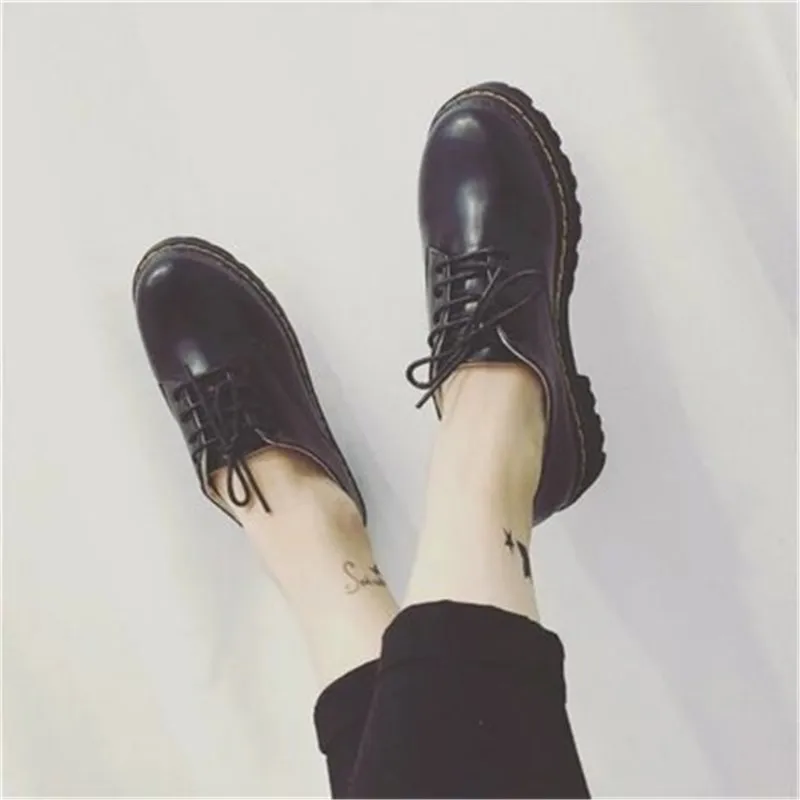 Женские однотонные туфли в стиле ретро повседневные туфли-лодочки с круглым