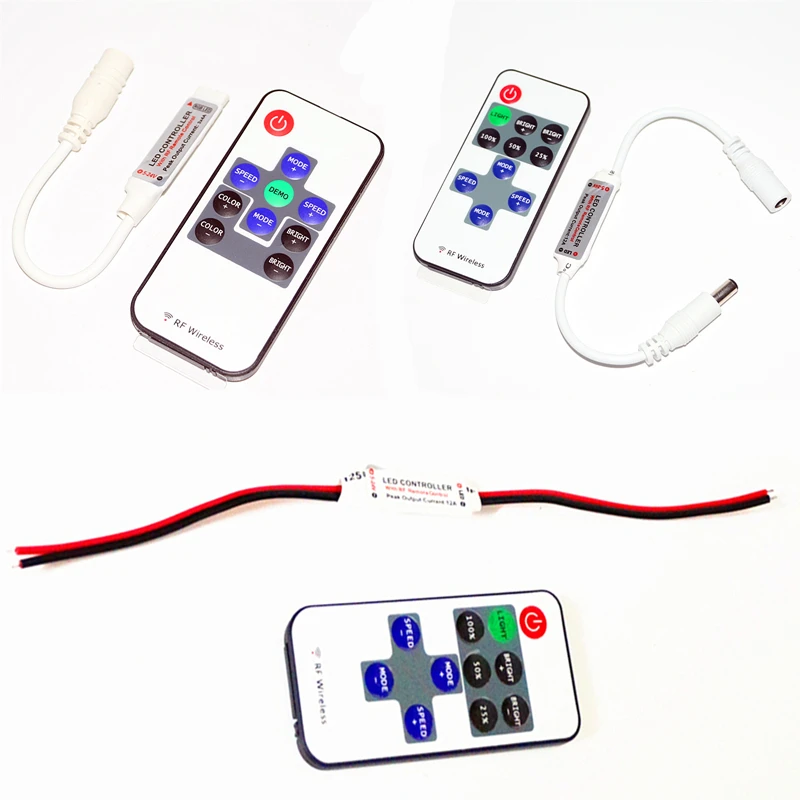 DC5 24V мини Одноцветный RGB Led диммер контроллер с беспроводным РЧ пультом