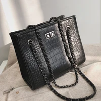 2022 retro fashion big tote bag new quality pu leather womens designer handbag crocodile pattern chain shoulder messenger bags