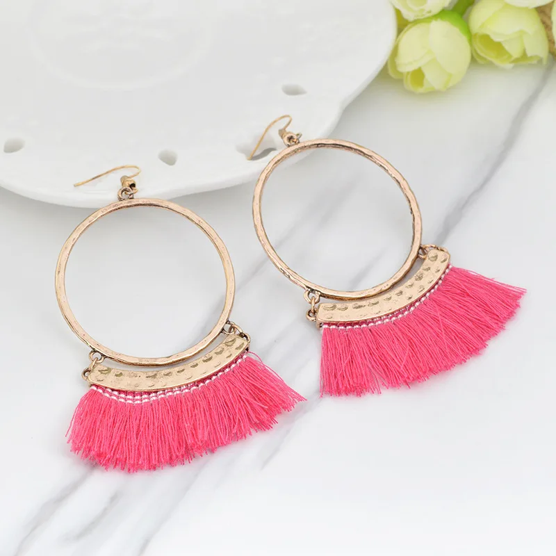Naomy&ampZP Bohemia Tassel Drop Earrings Women Round Dangle Big Long Statement Ethnic 2017 Fashion Jewelry Accessories | Украшения и