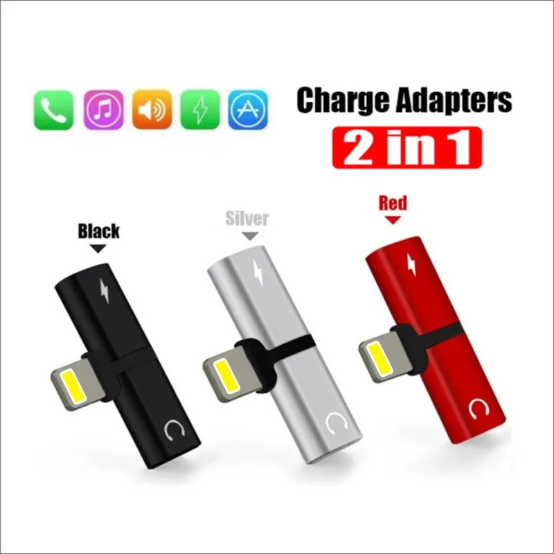 2 In 1 Dual Ports Headphone Adapter Phone Case for Iphone X XR XS Max 7 8 Plus 10 Charger Audio Splitter Coque Cover Accessories |