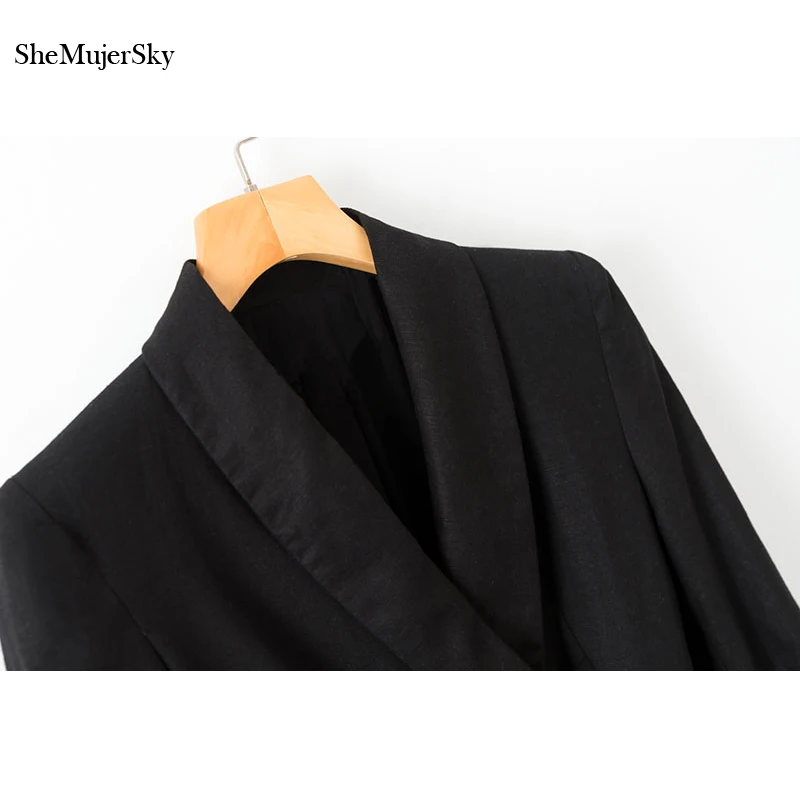 SheMujerSky/черное платье-блейзер с двубортным поясом, офисное женское мини-платье vestido mujer, осенние платья