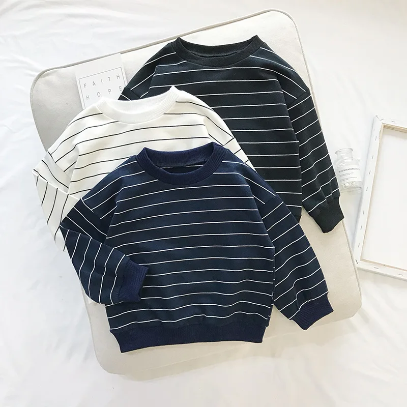 Casual Autumn Boys Sweatshirt Infants Toddler Baby Clothes Kids Children Striped Long Sleeve Pullover Tops Sweatshirts S8916 |