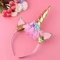 None Party Headband Unicorn Delicate Horn Xmas Headwear Chiffon Flower Birthday Girls Fashion Gorgeous Elastic Hairband | Детская одежда