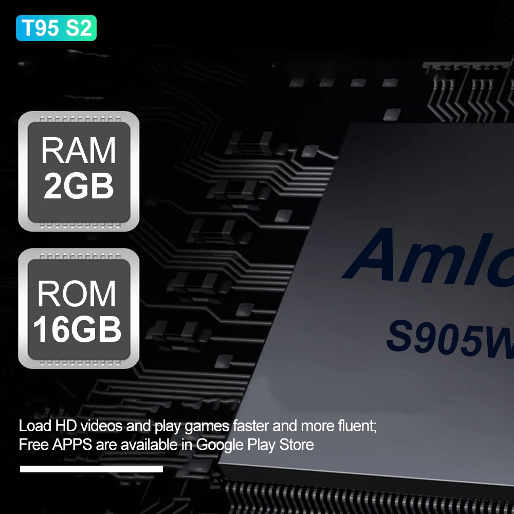 ТВ-бокс Wechip T95 S2 Android 7,1 OS Smart tv BOX 2 Гб 16 Гб четырехъядерный процессор Amlogic S905W 2,4 ГГц WiFi телеприставка 1 ГБ 8 ГБ T95S2 плеер