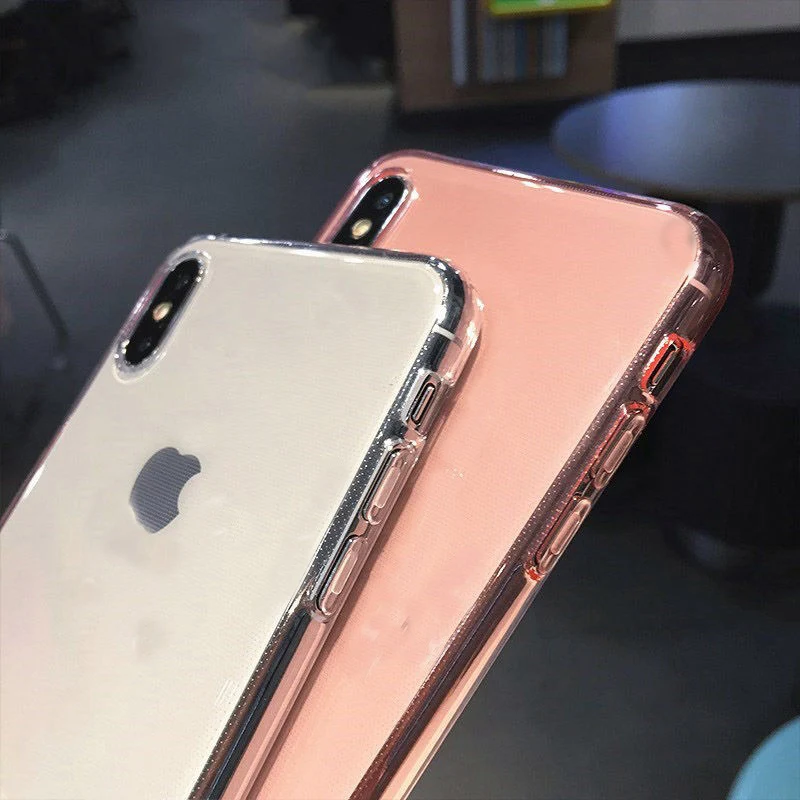 Прозрачный мягкий силиконовый чехол для iPhone XS Max XR X противоударный ярких цветов 7