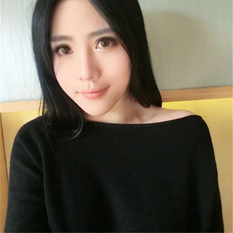 JECH 2020 new cashmere sweater women head with a word knitted women's long-sleeved leisure | Женская одежда