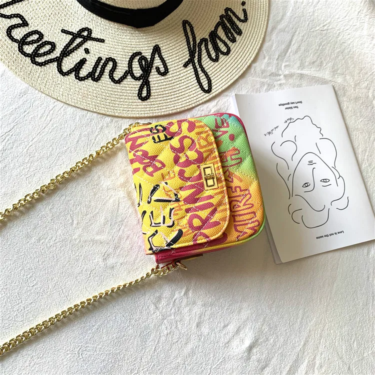 Женская сумка с цветным граффити на цепочке для женщин роскошные женские сумки