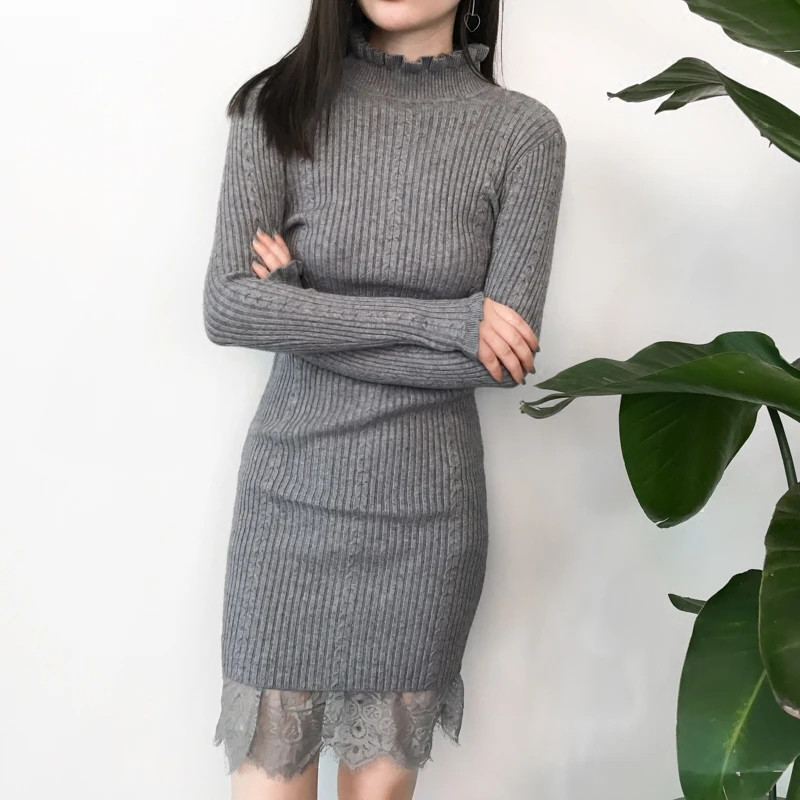 Женское трикотажное платье свитер повседневное облегающее миди весна 2018|dress women