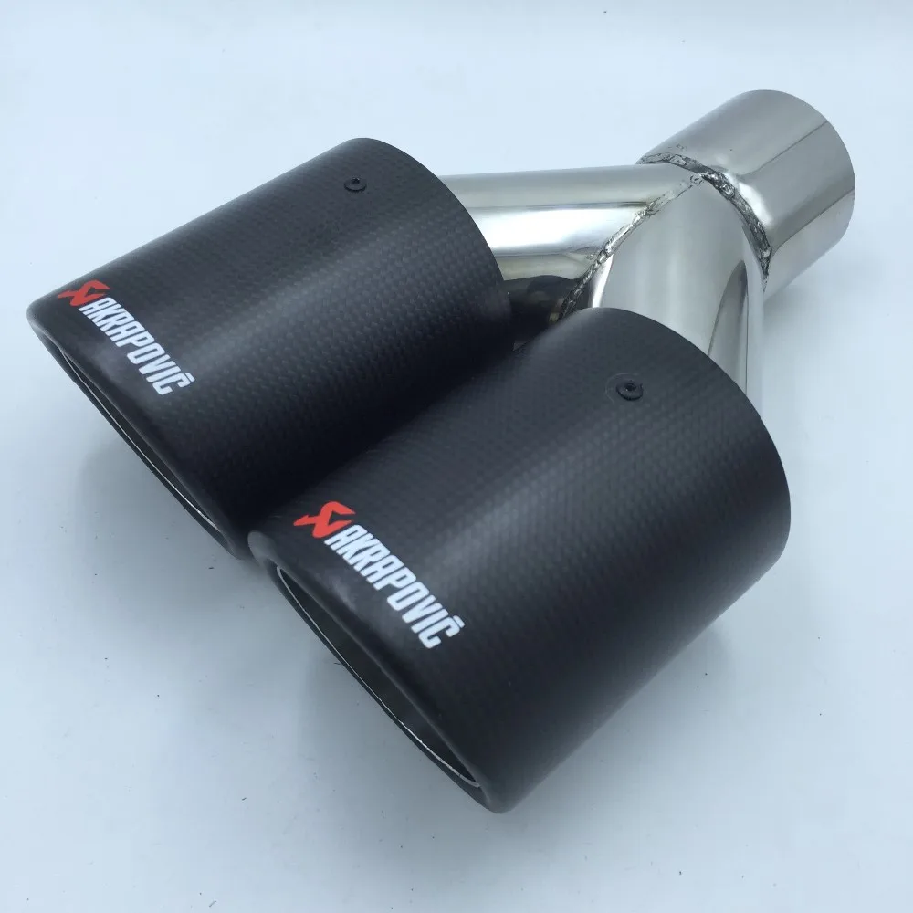 Inlet51/54/57/60/63mm outlet76/89/101mm carbon fiber 304 Stainless Steel exhaust tip pipe muffler for universal brands |