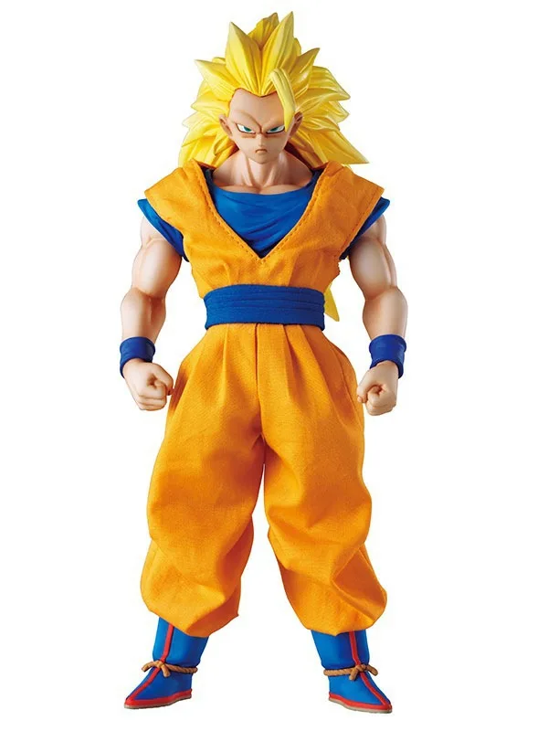 Аниме Фигурка 21 см Dragon ball Z Super SaiYan 3 Son Goku Kakarotto настоящая одежда ПВХ фигурка
