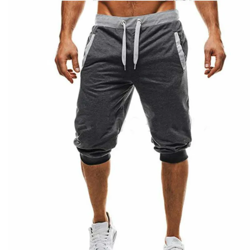 Plusign мужские брюки шорты по колено Drawstring шаровары Нижняя Тощий треники модный