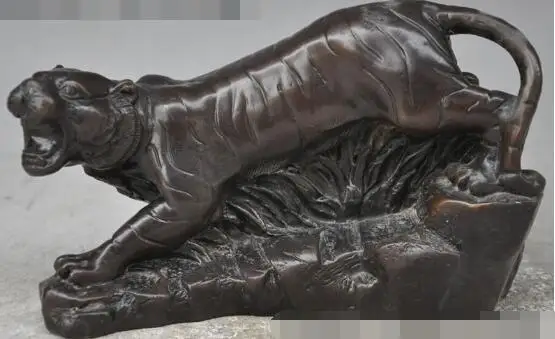 S01592 7 &quotКитайский Фэншуй Бронзовый свирепый злой Зодиак Год животное тигр статуя