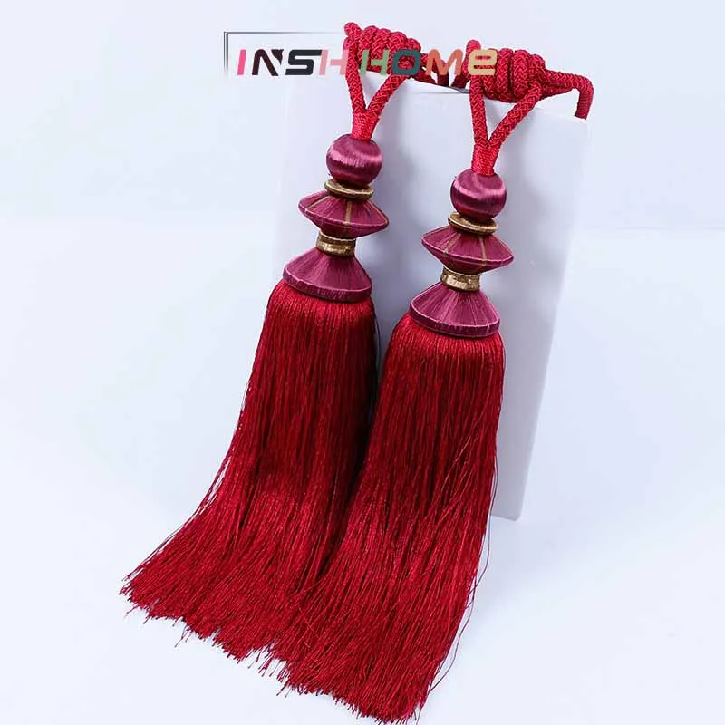 purplish red Одна пара популярных вертолетные шары Glod занавес кисточки Красивая занавеска аксессуары подвесное украшение для дома шары 83 см - Цвет: purplish red