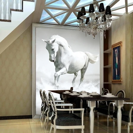 Объемные фрески на заказ объемные фотообои с изображением белой лошади
