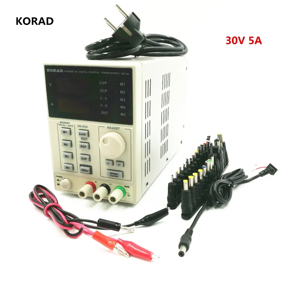 

DC Adjustable Power Supply KA3005D, Output 0-30V / 0-5A 5-Group Digital Storage With 28 pcs Power Output Line And Adapter Plug