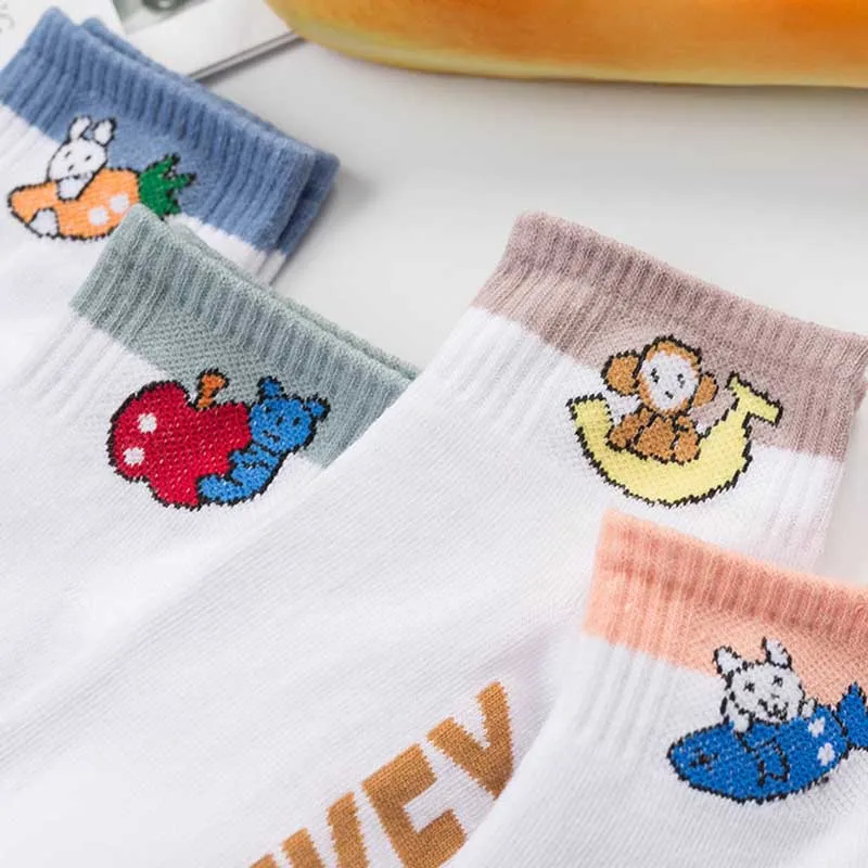 Новинка Короткие носки для отдыха с рисунком фруктов и животных Удобные дышащие