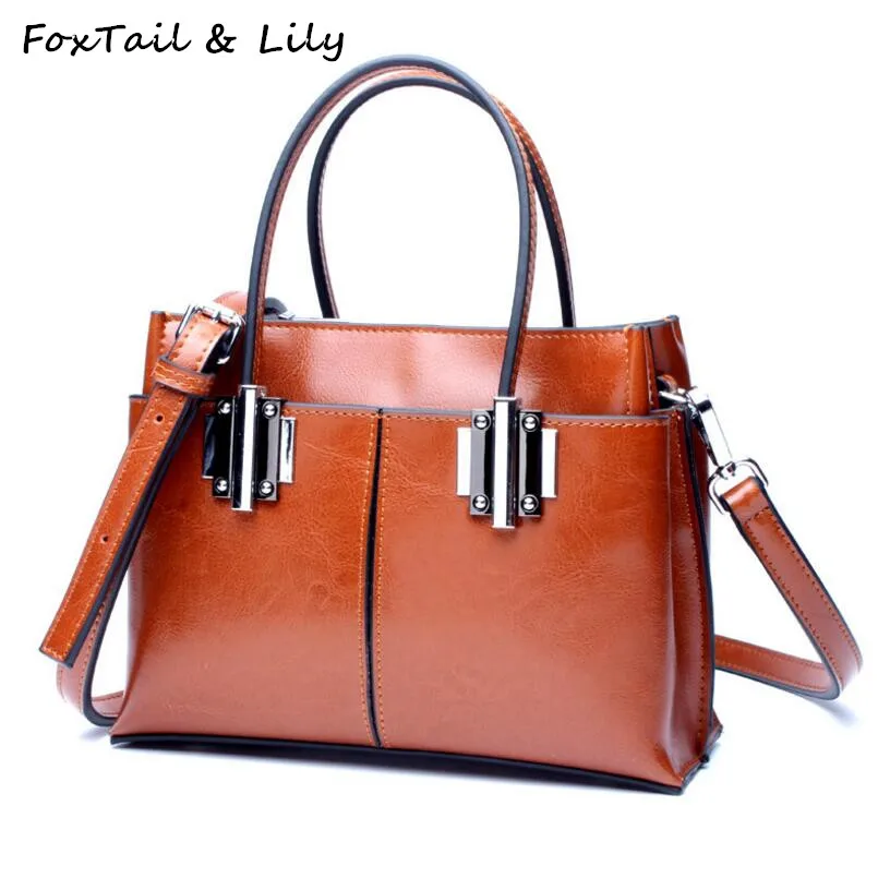 Роскошные качественные сумки тоут FoxTail & Lily из воловьей кожи с масляным воском