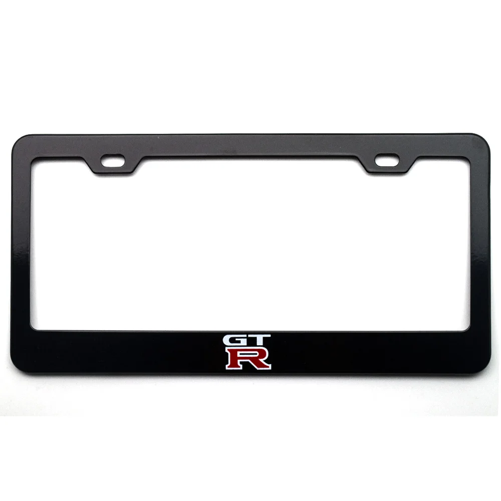 1 pcs Stainless Steel Universal Holes Black Car License Plate Frame Number plate Holder with 2 Chrome Screw Caps for GTR | Автомобили и