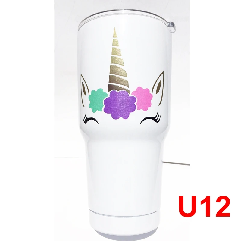 U12-M. White 50 шт. Единорог бутылка из нержавеющей стали с двойными стенками Вакуумная чашка-термос с Защита от проливов крышка 16 унций 20 унций 22 унций 30 унций 32 унций - Цвет: U12-M. White