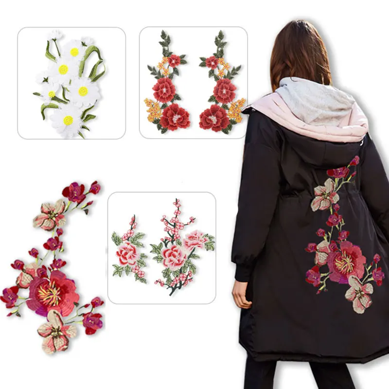 Chinese style embroidery DIY clothing decoration small goods Blossom Peach Red Roses Flower Patches Embroidered Sewing On Patch | Дом и сад