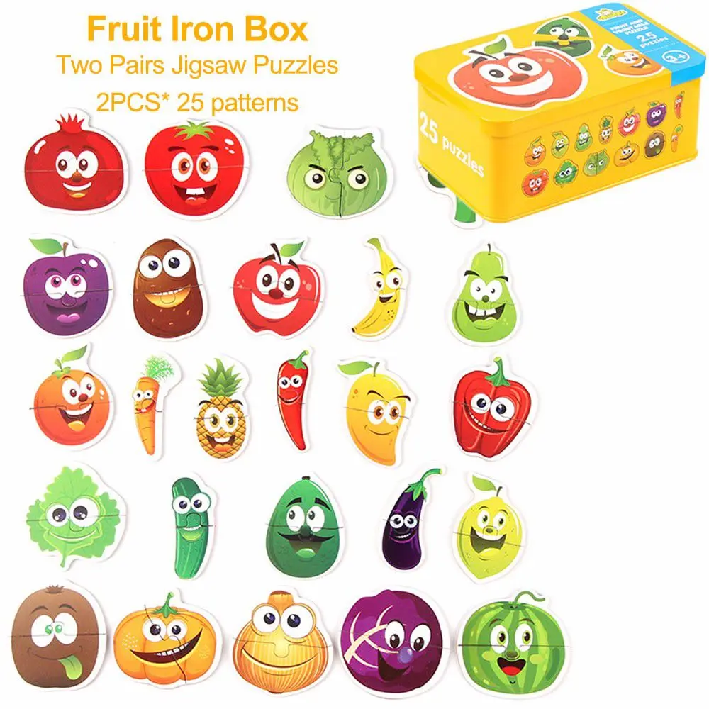 Fruit Деревянные игрушки пазлы для малышей Детская обучающая игрушка дерево знания о животных фрукты обучение рождественские подарки для детей Развивающие детские - Цвет: Fruit
