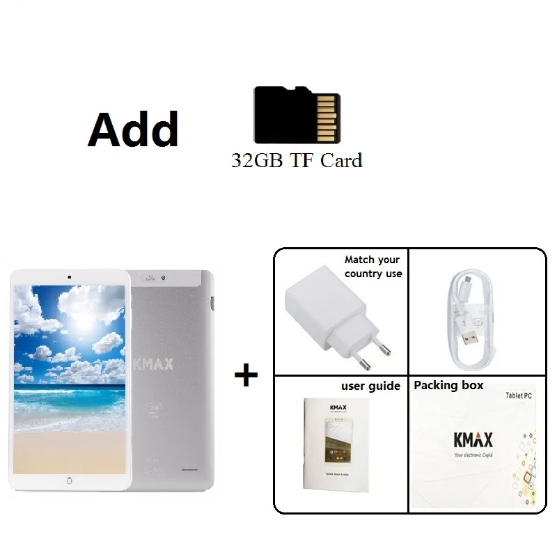 tablet and TF card KMAX 8 дюймов Android планшетный ПК Intel процессор wifi четырехъядерный HDMI USB HD ips 32 Гб TF карта дешевые Планшеты 8 10 7 9 Bluetooth чехол подарок - Комплект: tablet and TF card
