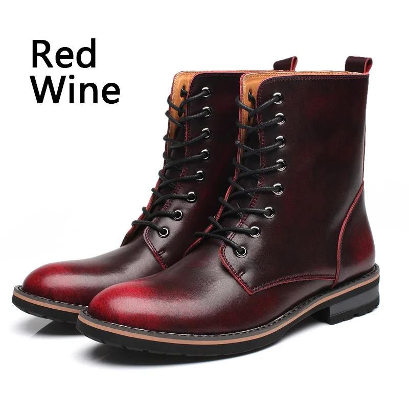 Red wine BIMUDUIYU; Новое поступление; модная очень теплая мужская обувь ручной работы; сезон осень-зима; повседневные ботильоны в британском стиле; зимние ботинки с эффектом потертости - Цвет: Red wine