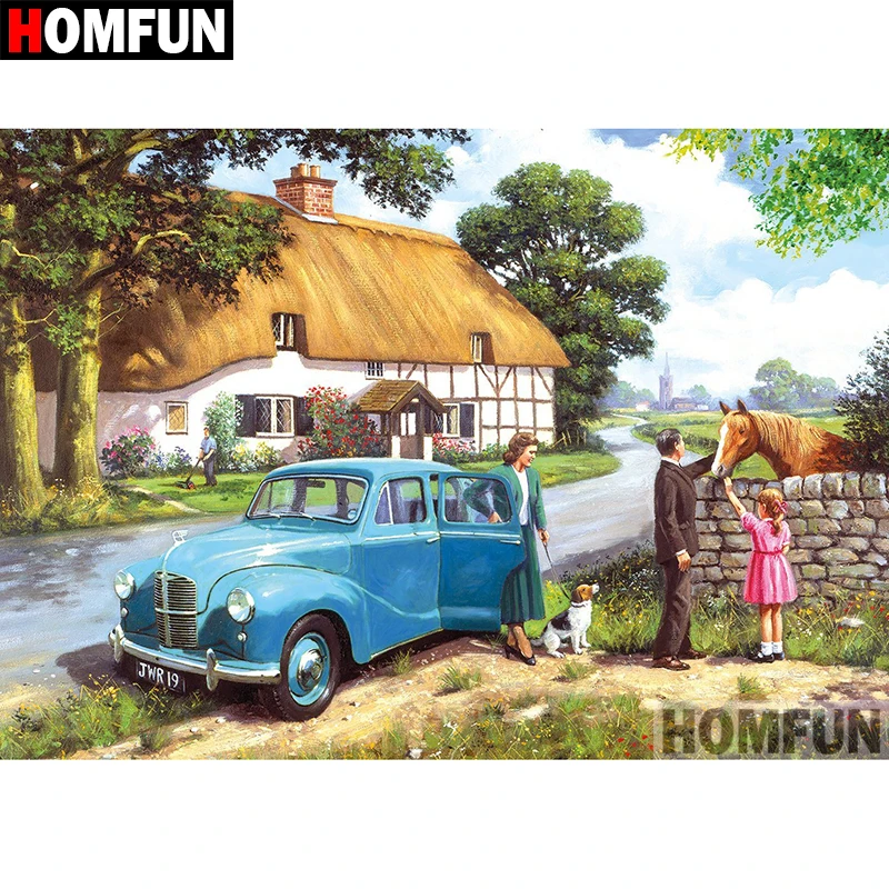 

HOMFUN 5D DIY Diamond Embroidery Full Display "Country scenery" Diamond Painting Square/Round Rhinestones Decor Art A08321
