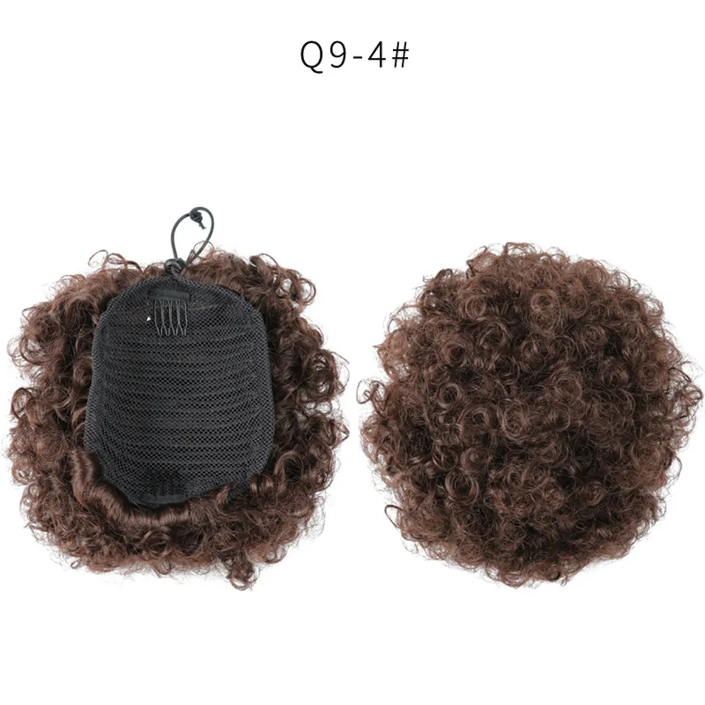 4 Valenwigs афро пышные короткие кудрявый шиньон волос булочка на шнурке в синтетические хвостики для прически с зажимами прядка для наращивания волос - Цвет: 4