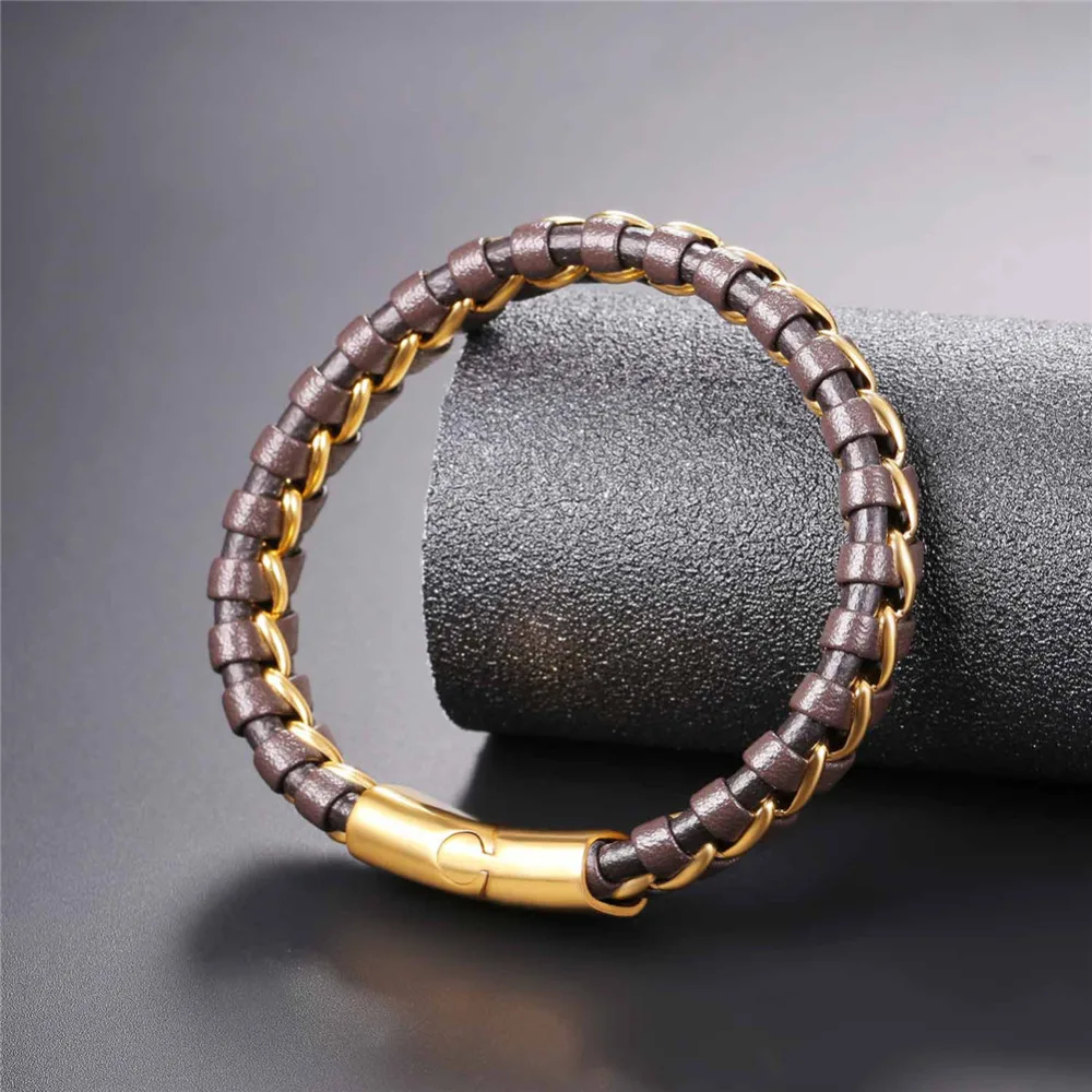Браслет из 100% натуральной кожи для мужчин с магнитной пряжкой браслет