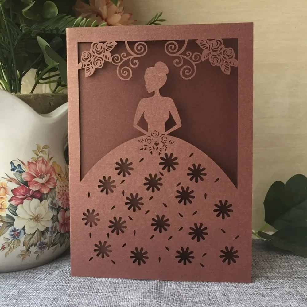 

40pcs/lot Luxury Ivory Princess Beauty Pearl Paper 16th Birthday Party Wedding Invitation Greeting Blessing Anniversay Card