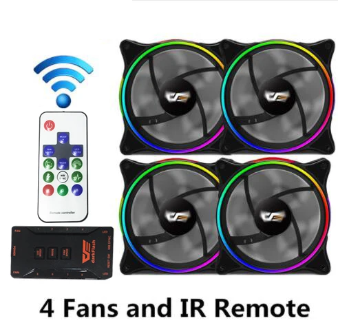4fans and IR Remote Чехол для ПК darkFlash RGB с вентилятором, 120 мм, чехол для компьютера s, вентиляторы охлаждения процессора, тихий Asus Aura Sync, кулер с регулировкой скорости, светодиодный вентилятор для ПК MR12 - Цвет лезвия: 4fans and IR Remote