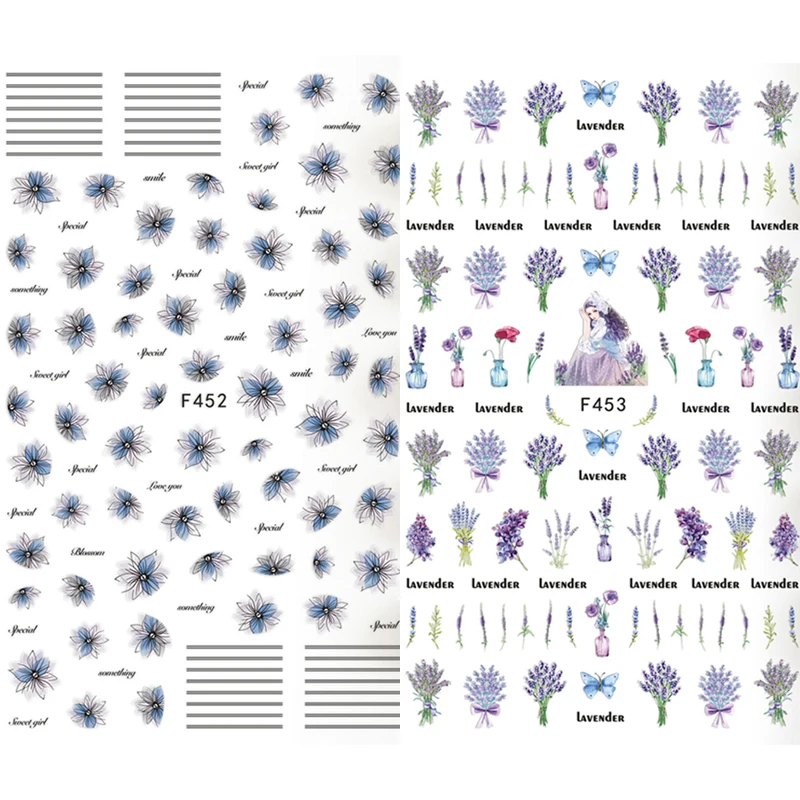 Новинка цветок лотоса 3D наклейки для ногтей набор геометрическое ожерелье