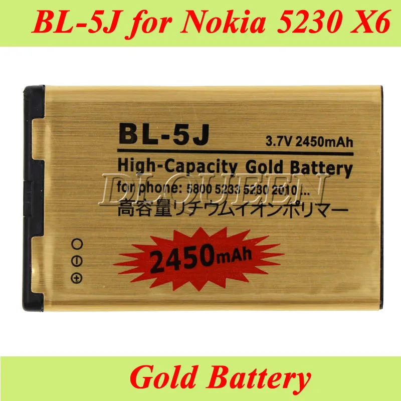 

10PCS/LOT 2450mAh BL-5J Gold Business Battery for Nokia Lumia 520/ 5800XM/5900XM/ 5228/ 5230/ 5232/5233/5235/5236/ X6M/ N900