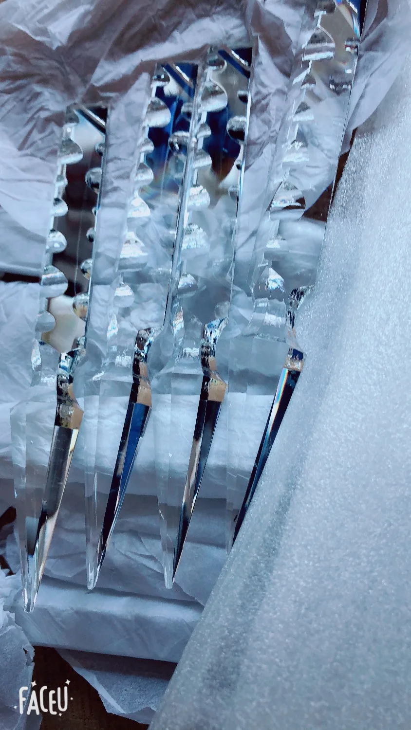 

100Pcs Clear Glass Crystal Spear Sword Lamp Chandelier Prisms Parts 150mm Free Shipping