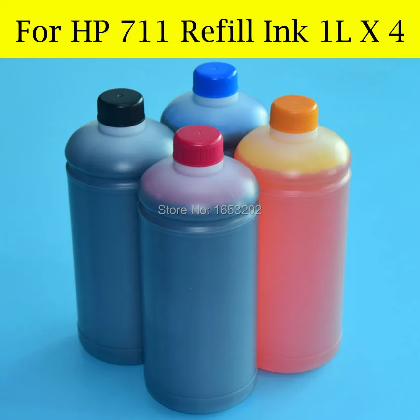4 цвета/лот HP711 T120 T520 чернильный картридж СНПЧ BK пигмент C/M/Y набор чернил для