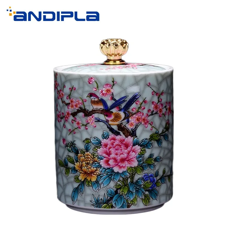 Изысканная цветная чайная банка с эмалью керамическая баночка цветочным