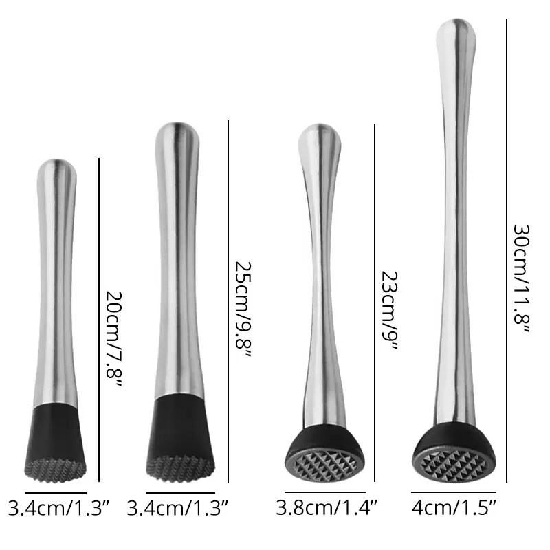Stainless Steel Cocktail Muddlers With Grooved Nylon Head, Professional Bar Accessories - Create Delicious Fruit Based Drinks images - 6