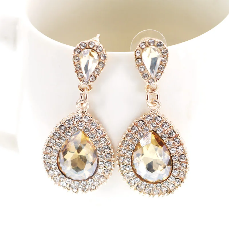 Новые Модные Элегантные серьги капли с драгоценным камнем и кристаллами для